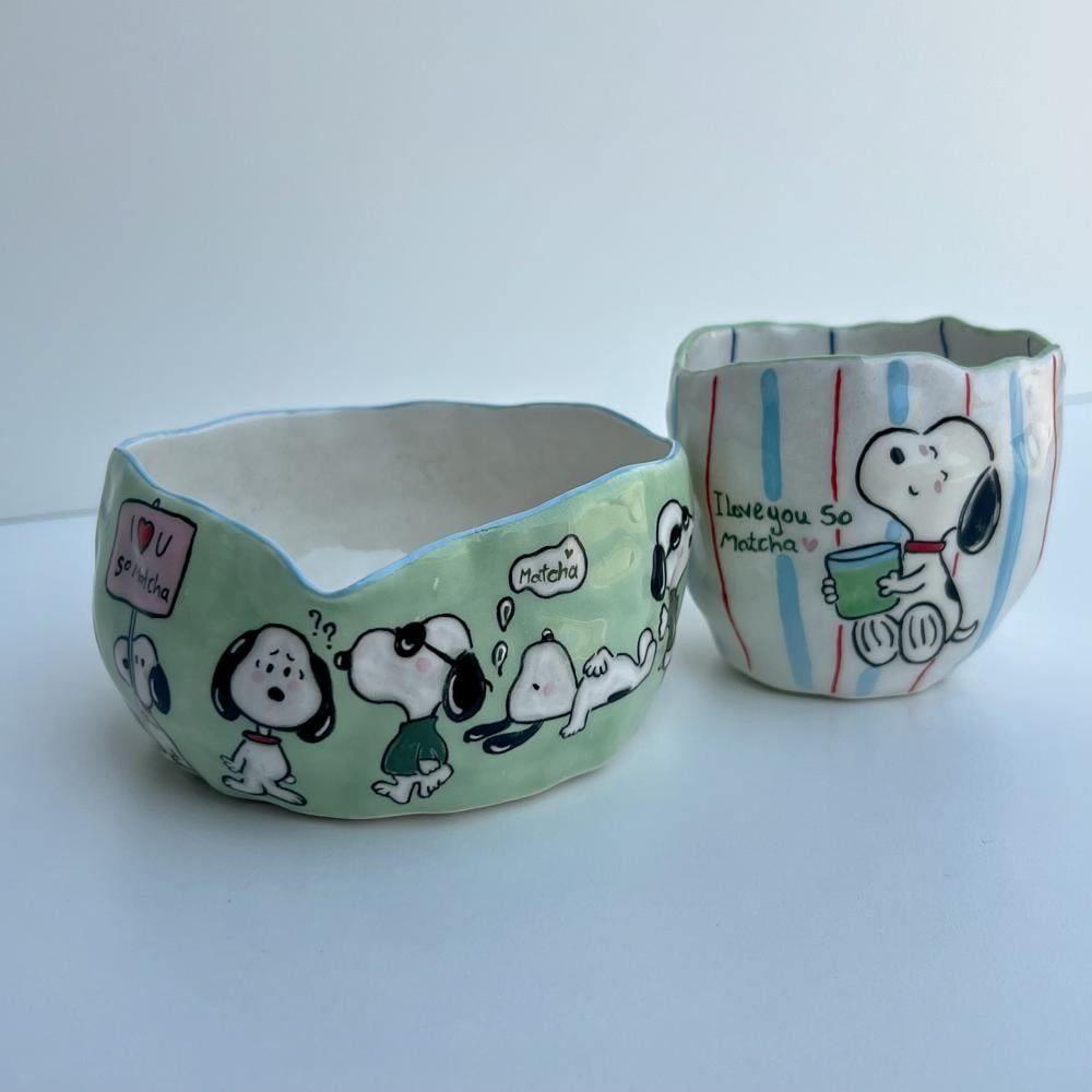 Matcha set with beach bag-snoopy