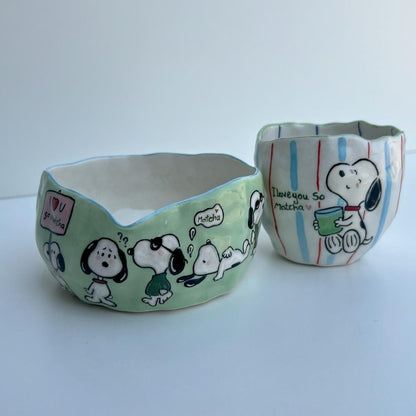 Matcha set with beach bag-snoopy