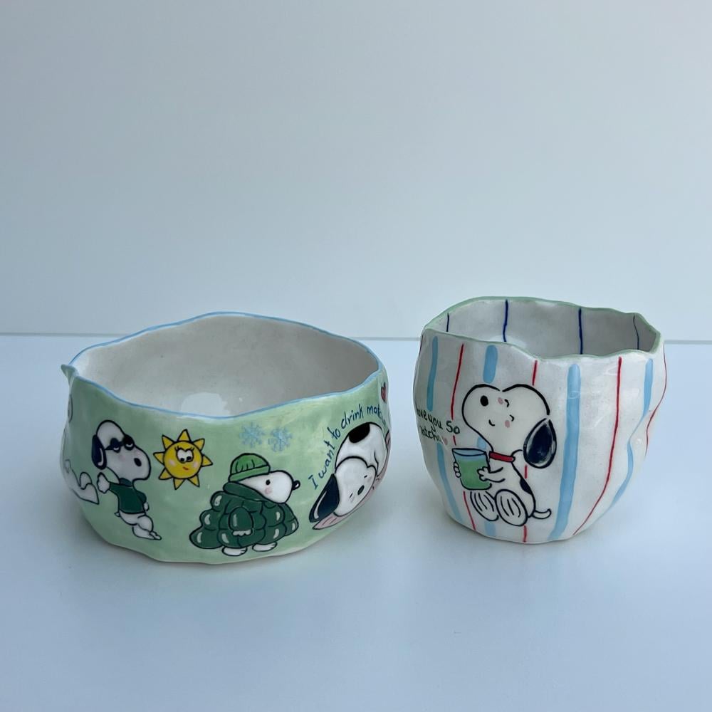 Matcha set with beach bag-snoopy
