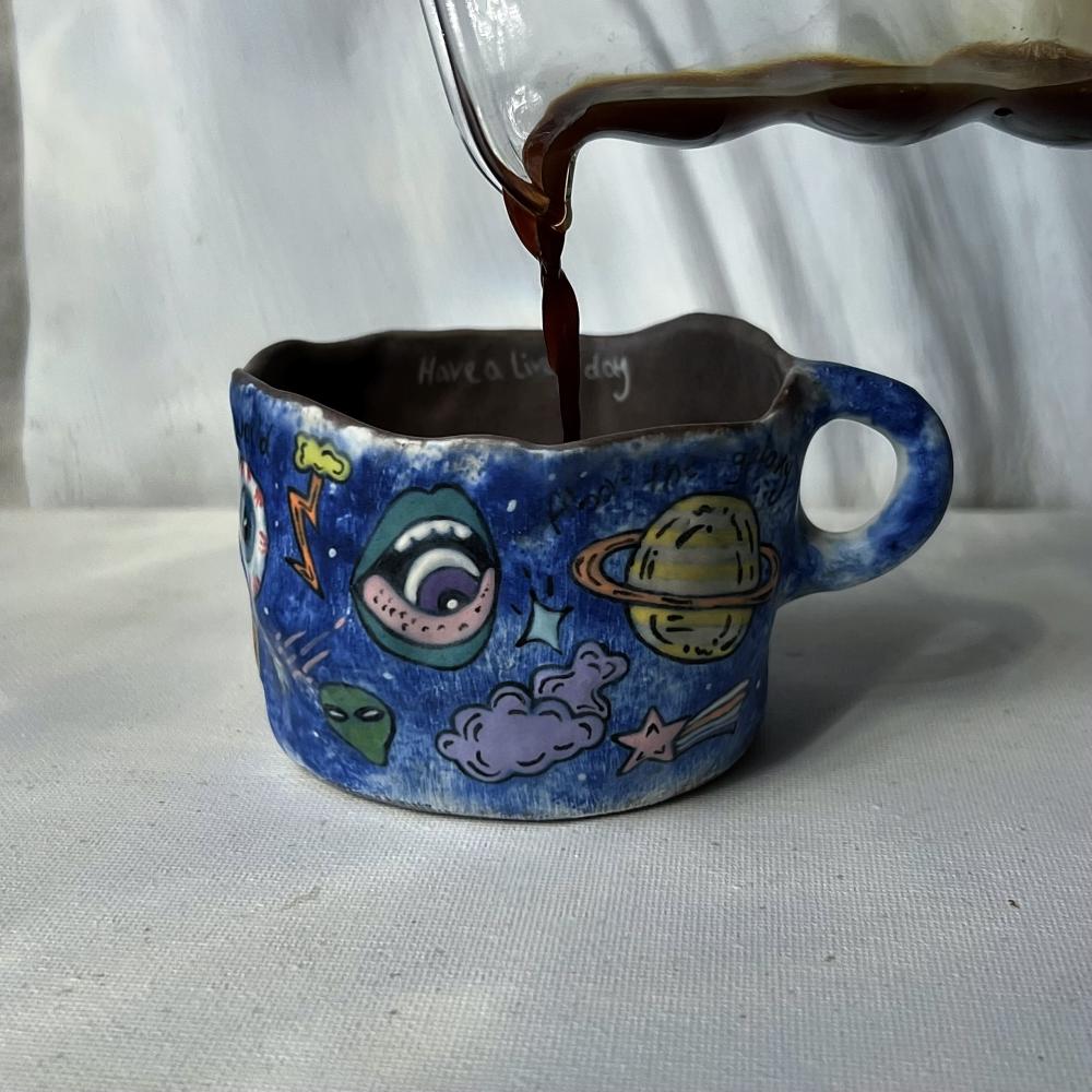 strange planets cup & small beach bag