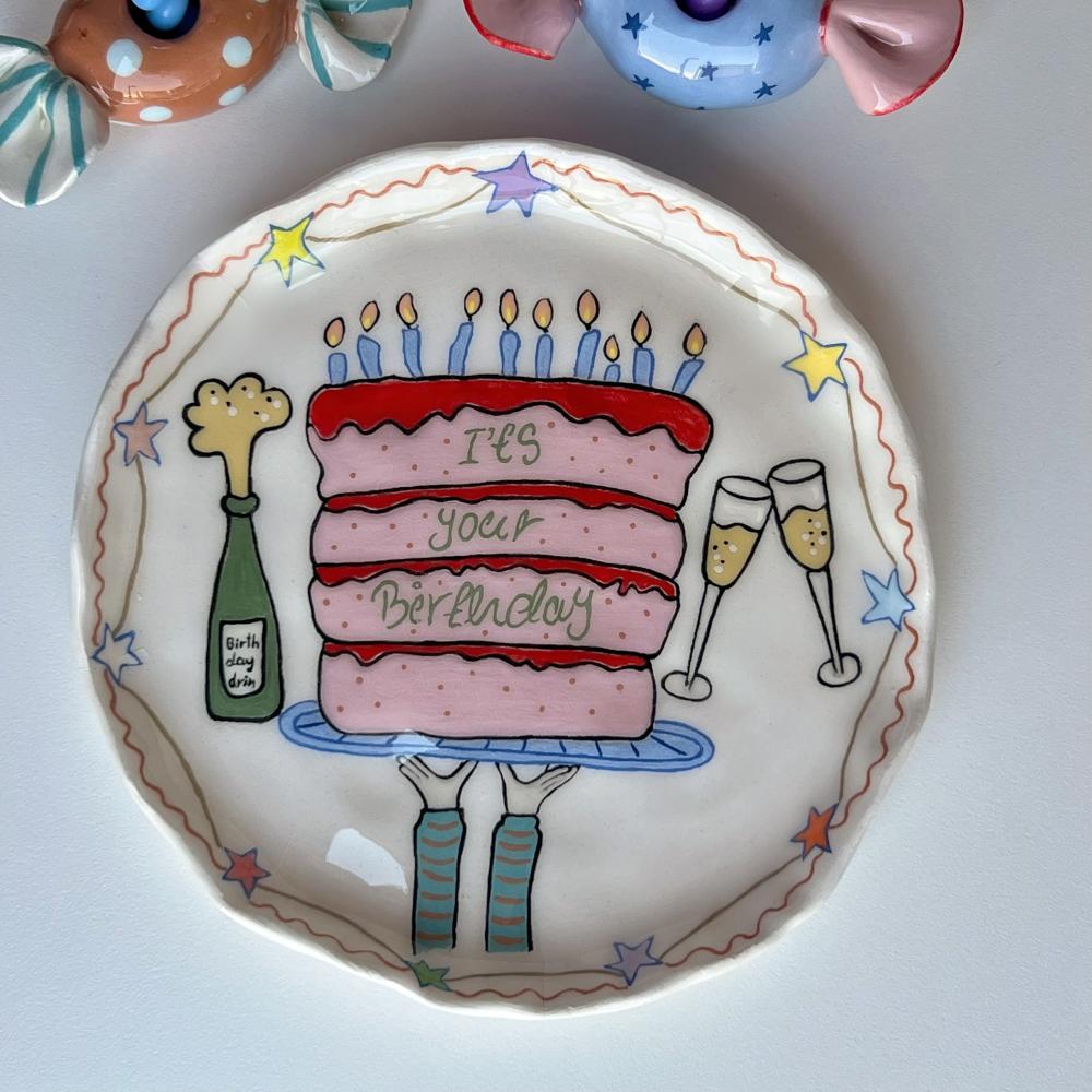 Birthday set , pink cake