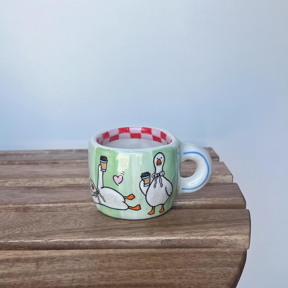 Duck and hot coffee