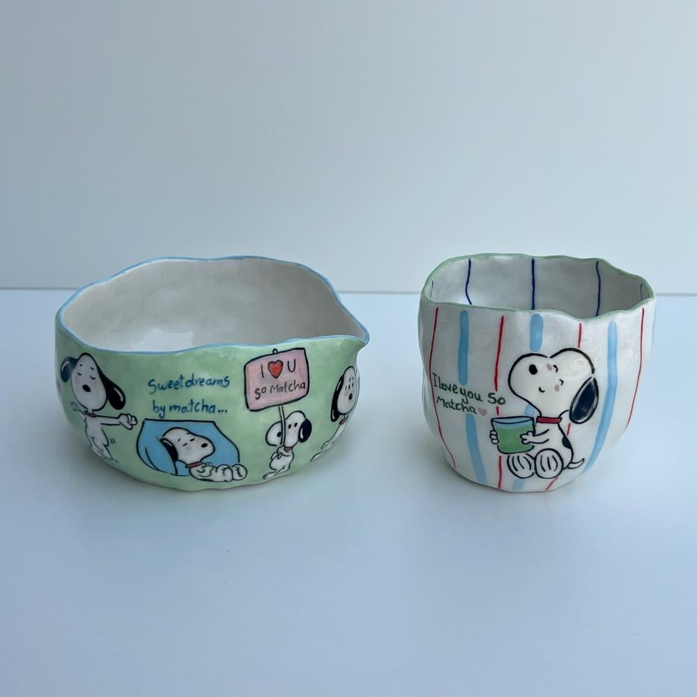 Matcha set with beach bag-snoopy